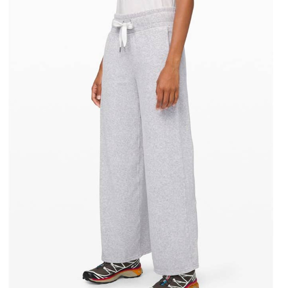 Lululemon Morning Restore Wide Leg Pants Heathered Core Ultra Light Grey Size 10